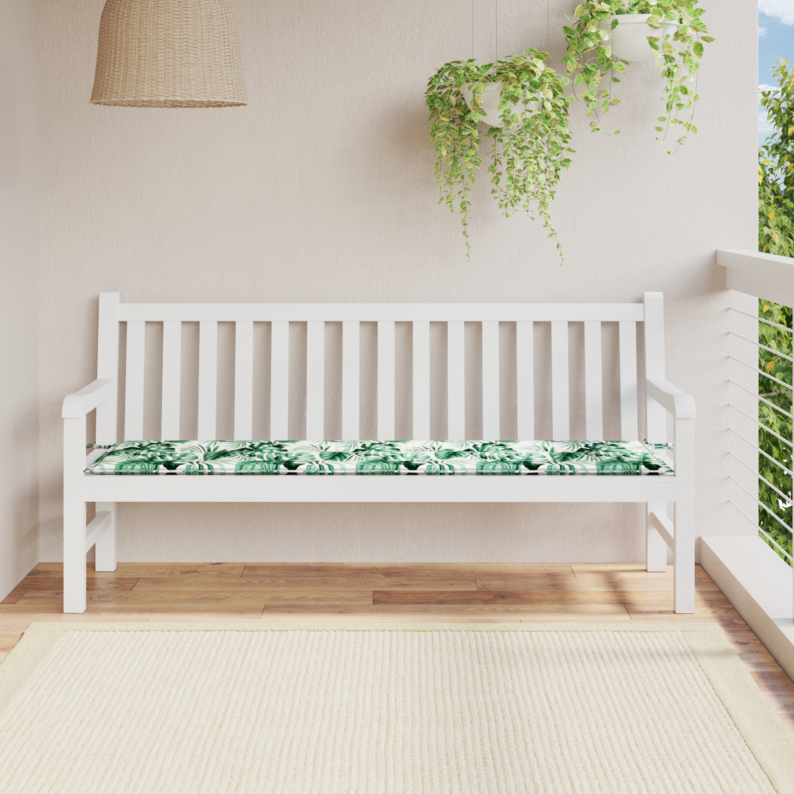 Gartenbank-Auflage Blattmuster 180x50x4 cm Oxford-Gewebe