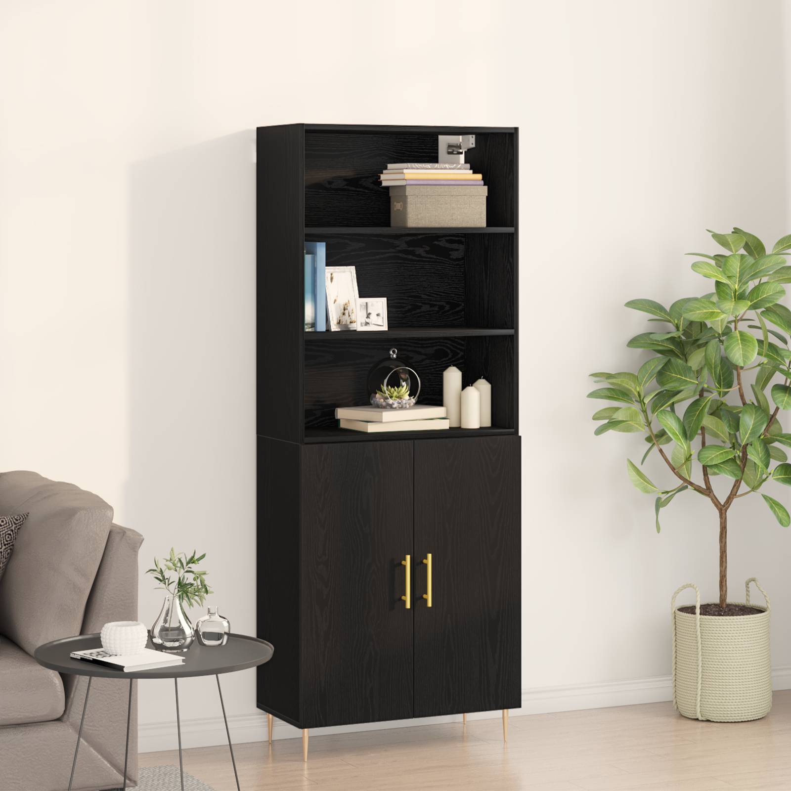 Highboard Schwarze Eiche 69,5x34x180 cm Spanplatte Highboard Schwarze Eiche 69,5x34x180 cm Spanplatte