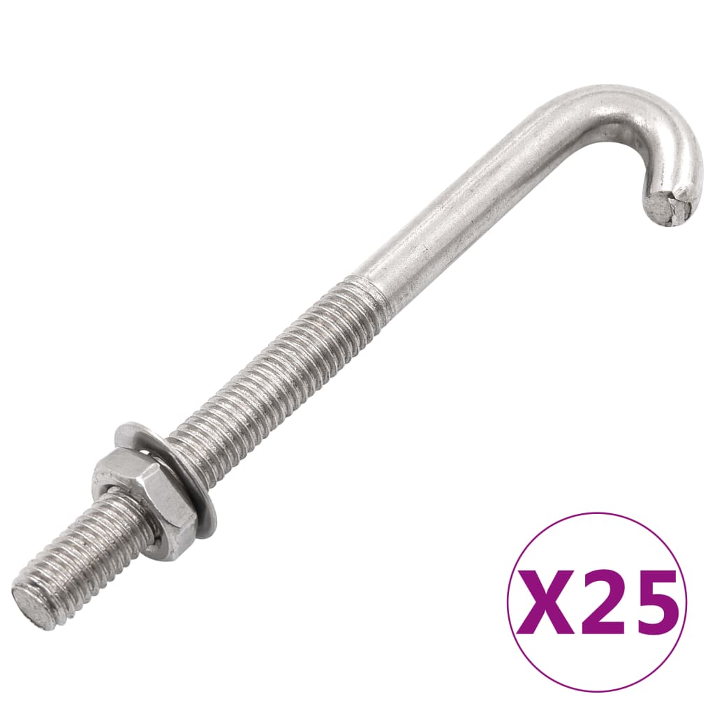 J-Ankerschraube mit Mutter Unterlegscheibe 25 Sets M8 x 120 mm J-Ankerschraube mit Mutter Unterlegscheibe 25 Sets M8 x 120 mm