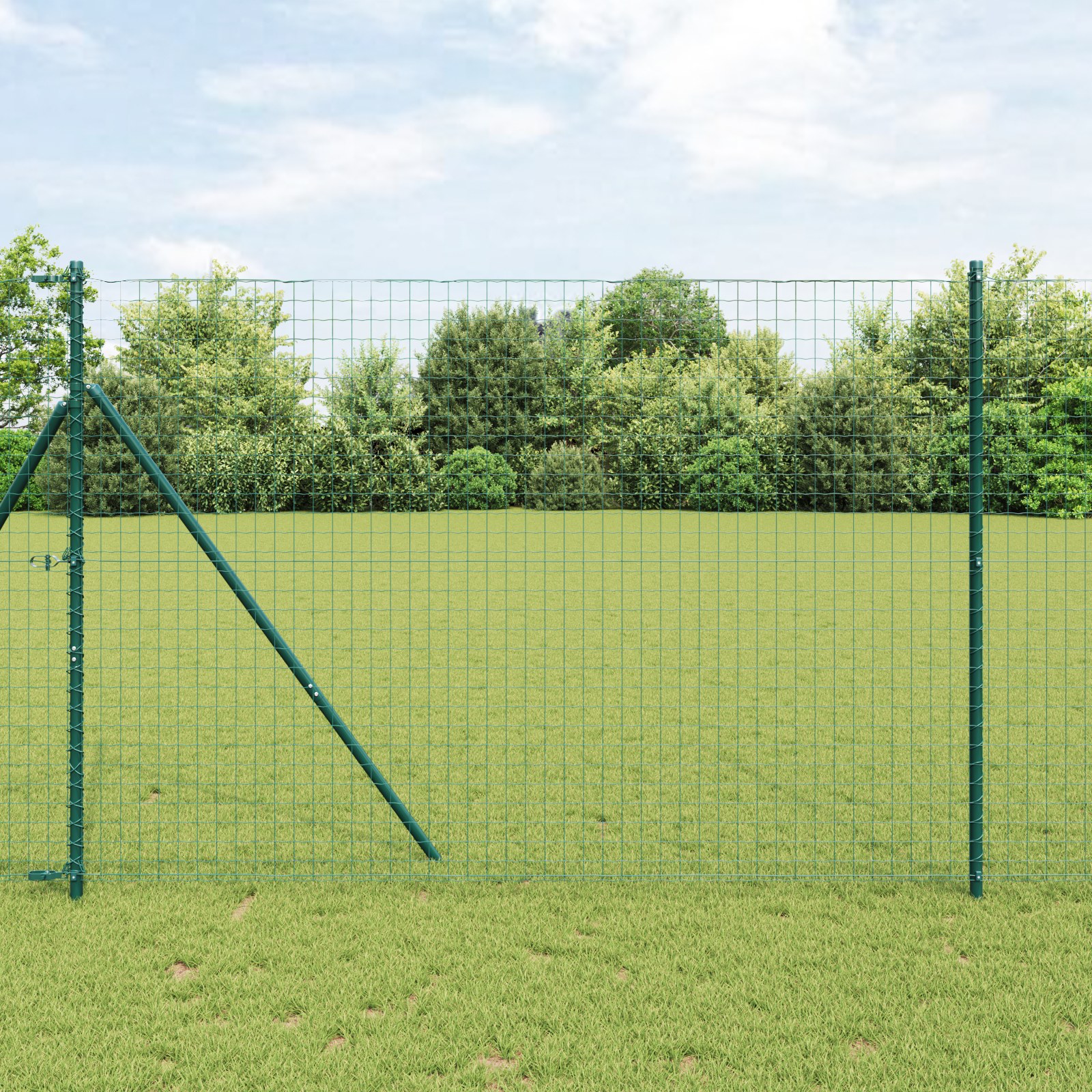 Zaunpfosten 2 pcs Grün 200 cm Pulverbeschichteter Stahl