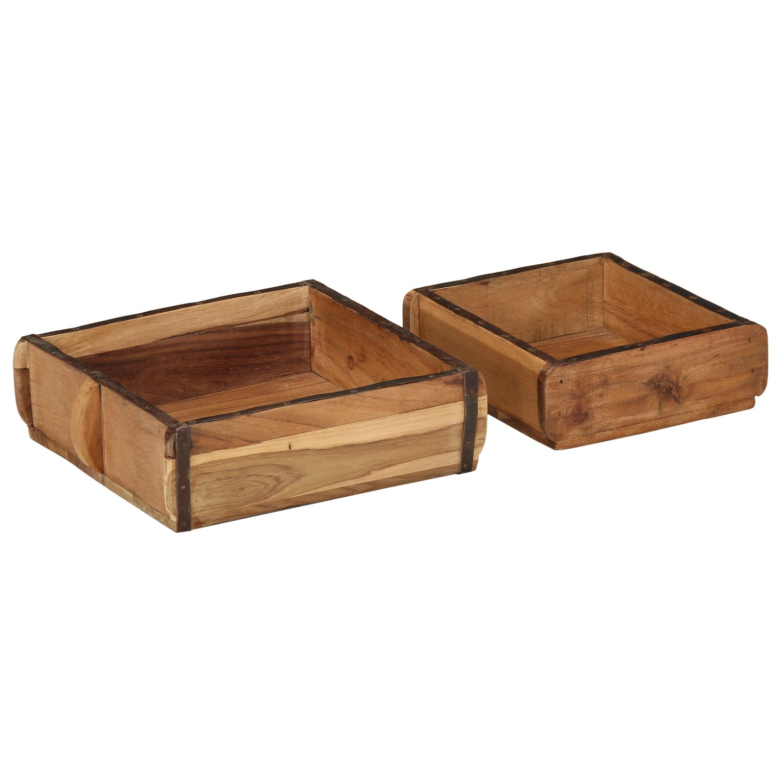 vidaXL 2-teiliges Tablett-Set aus recyceltem Massivholz vidaXL 2-teiliges Tablett-Set aus recyceltem Massivholz