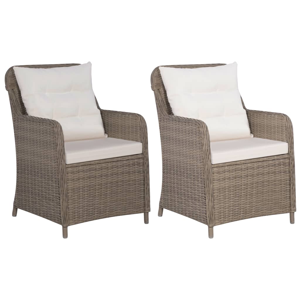 Gartenstühle mit Polstern 2 Stk. Poly Rattan Braun Gartenstühle mit Polstern 2 Stk. Poly Rattan Braun