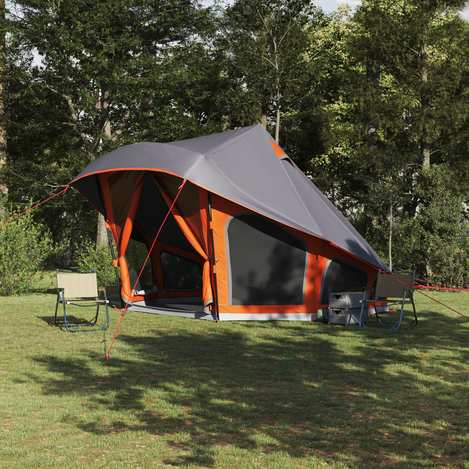 Familienzelt Tipi in Grau und Orange für 10 Personen - Wasserfest Familienzelt Tipi in Grau und Orange für 10 Personen - Wasserfest