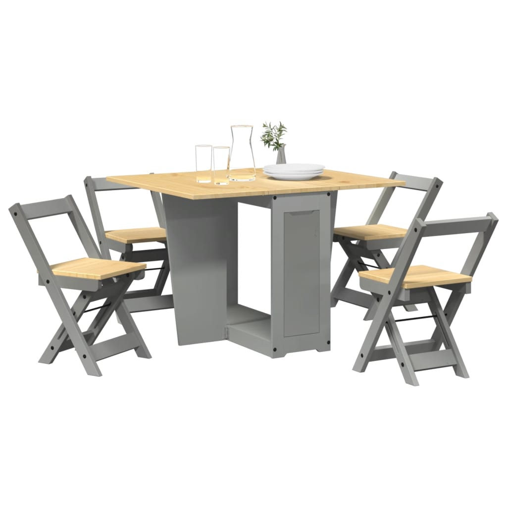 5-tlg. Butterfly-Esstisch-Set Corona Grau Kiefernholz 5-tlg. Butterfly-Esstisch-Set Corona Grau Kiefernholz