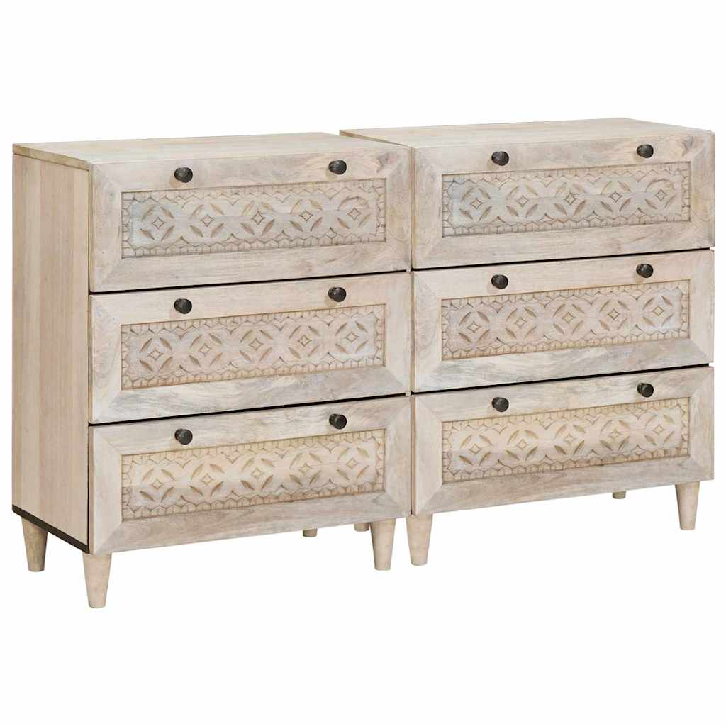 Sideboard 2 pcs Weiß 60 x 33 x 75 cm massives Mangoholz Sideboard 2 pcs Weiß 60 x 33 x 75 cm massives Mangoholz