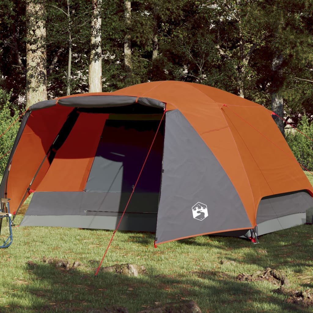 Campingzelt mit Vorzelt 4 Personen Grau und Orange Wasserfest Campingzelt mit Vorzelt 4 Personen Grau und Orange Wasserfest