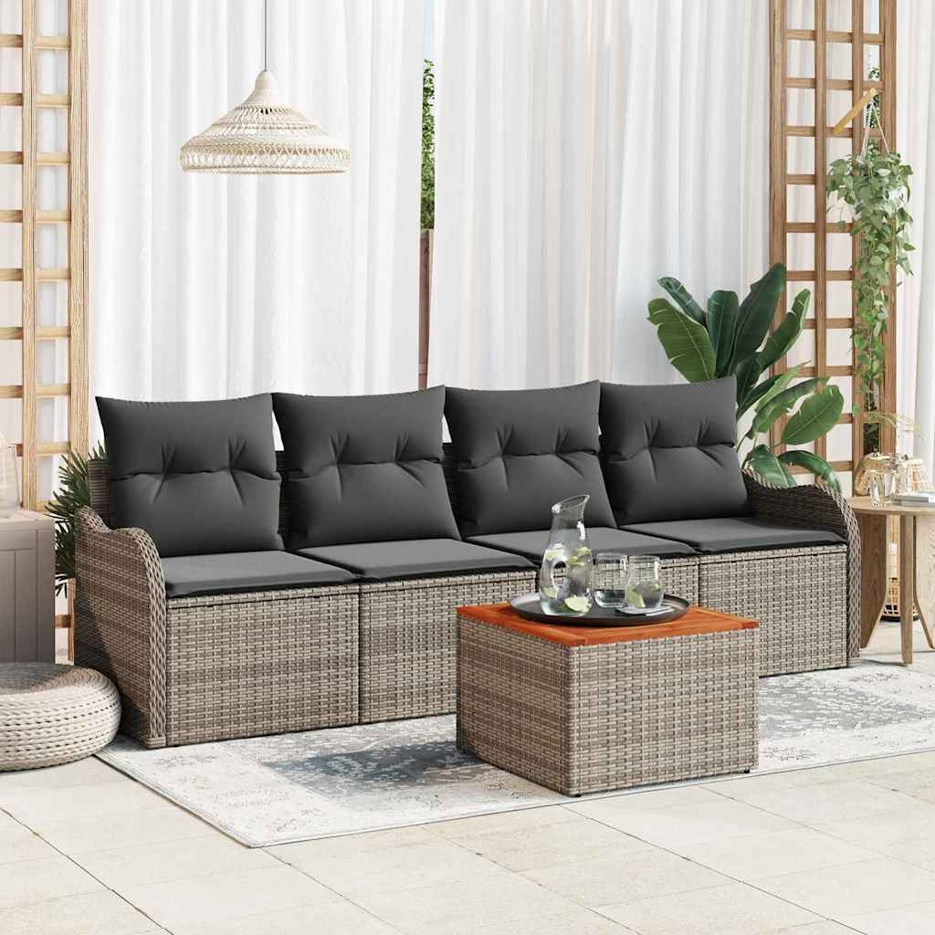 Garten-Sofa-Set 5 pcs Grau Garten-Sofa-Set 5 pcs Grau