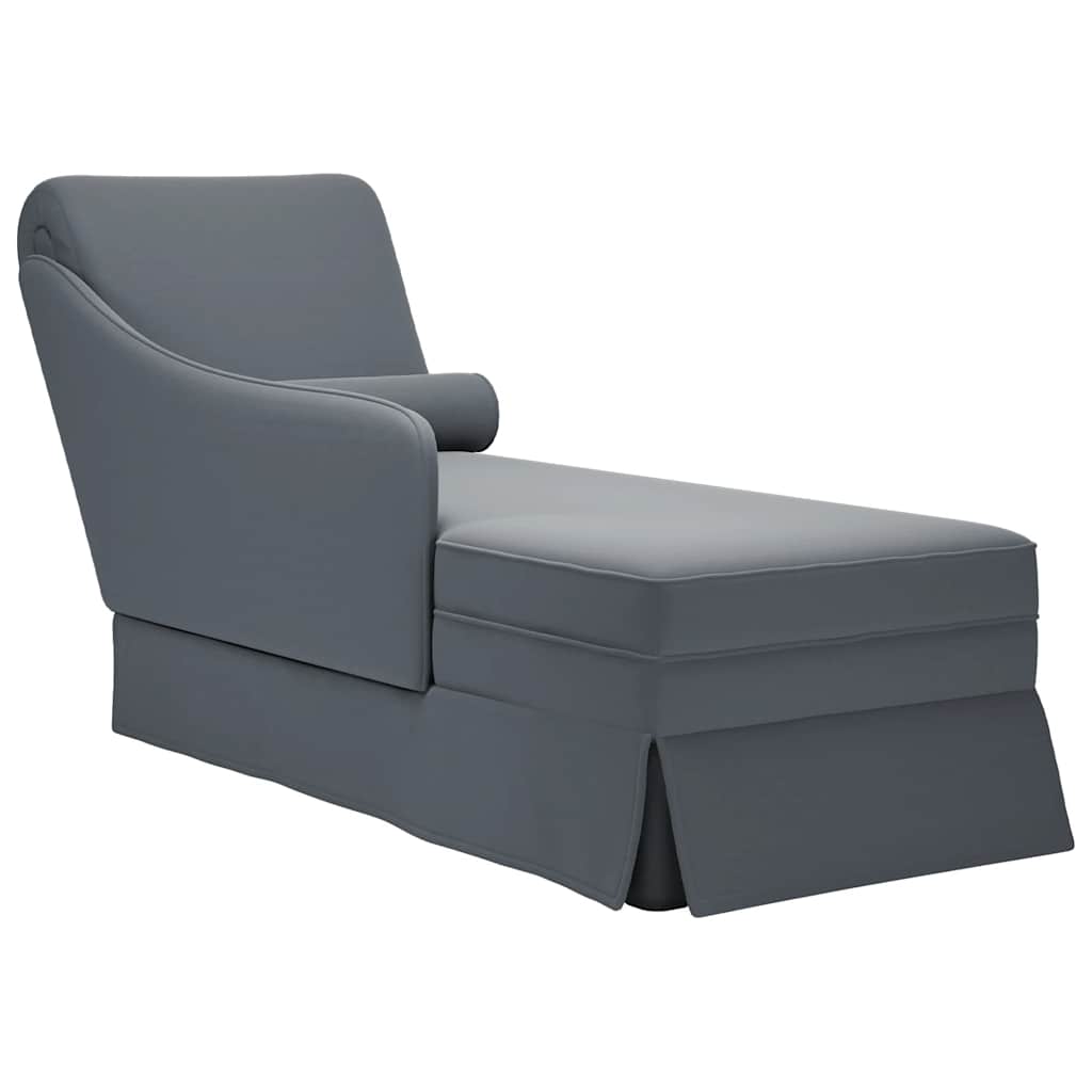 Chaiselongue mit Nackenrolle Rechter Armlehne Dunkelgrau Samt Chaiselongue mit Nackenrolle Rechter Armlehne Dunkelgrau Samt