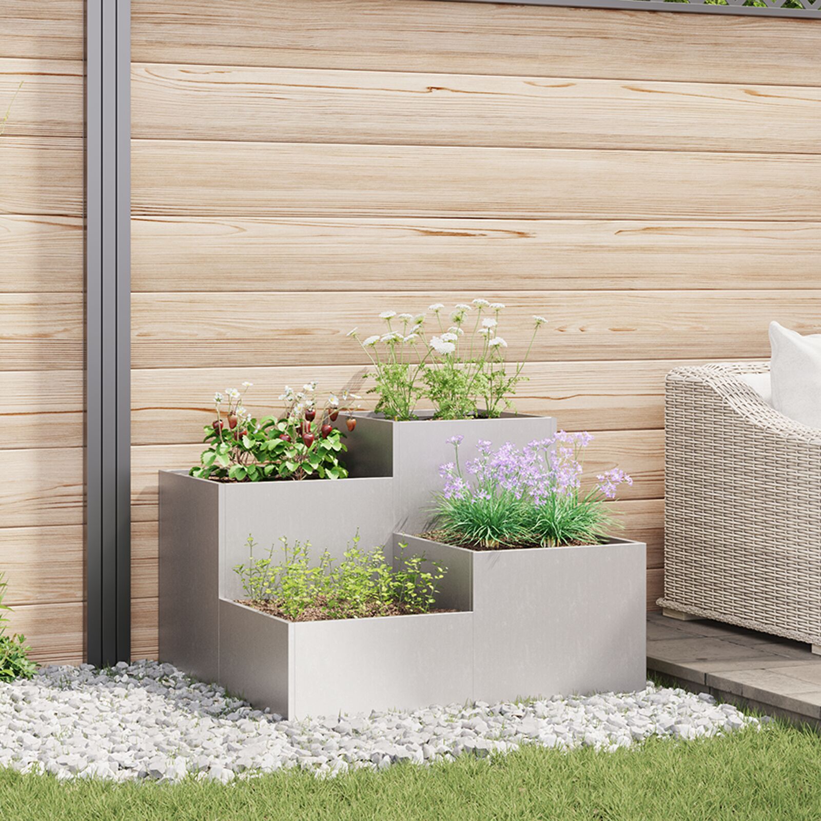 vidaXL Gartenpflanzer 100x100x60 cm Edelstahl