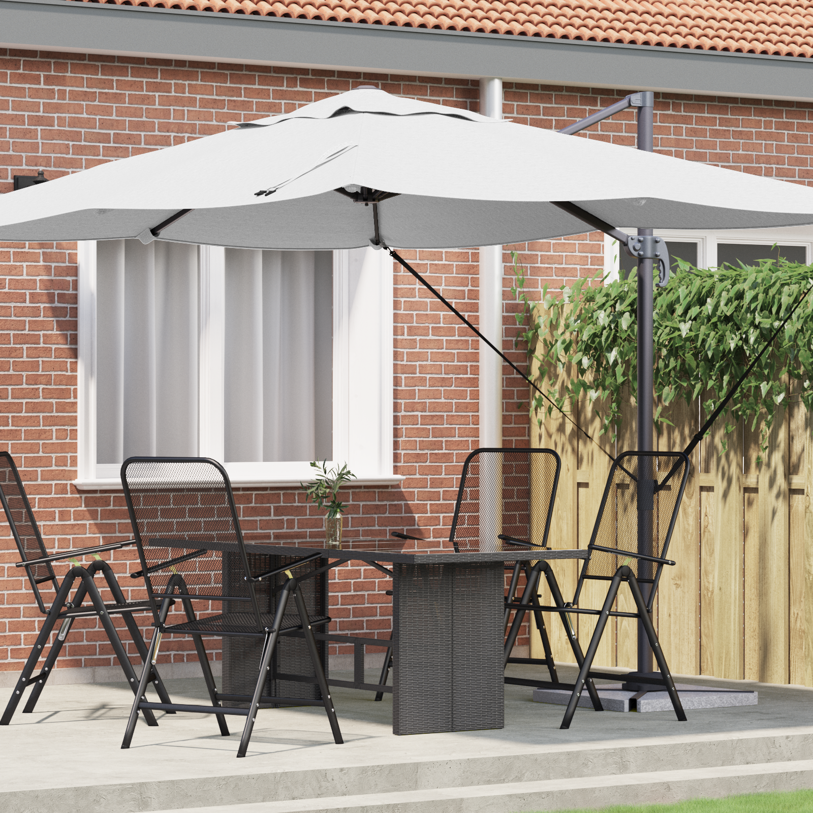 Großer Freischwingender Schirm Sand Polyester Groß Kippbar Großer Freischwingender Schirm Sand Polyester Groß Kippbar