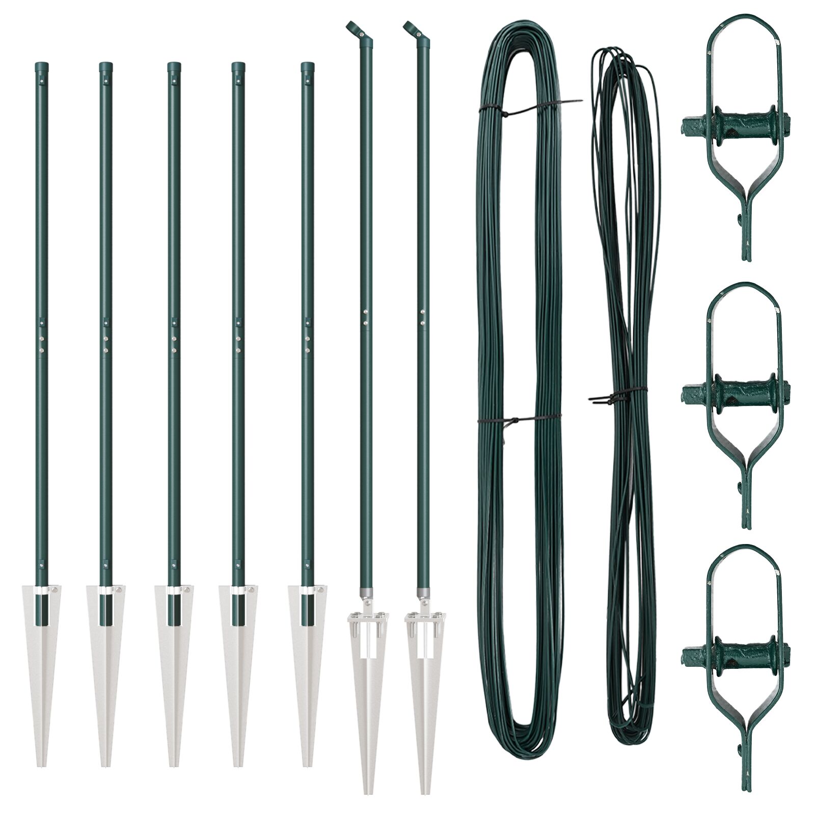 Zaunpfosten mit Spike 7 Stück Ø32 mm 140 cm Verzinkter Stahl