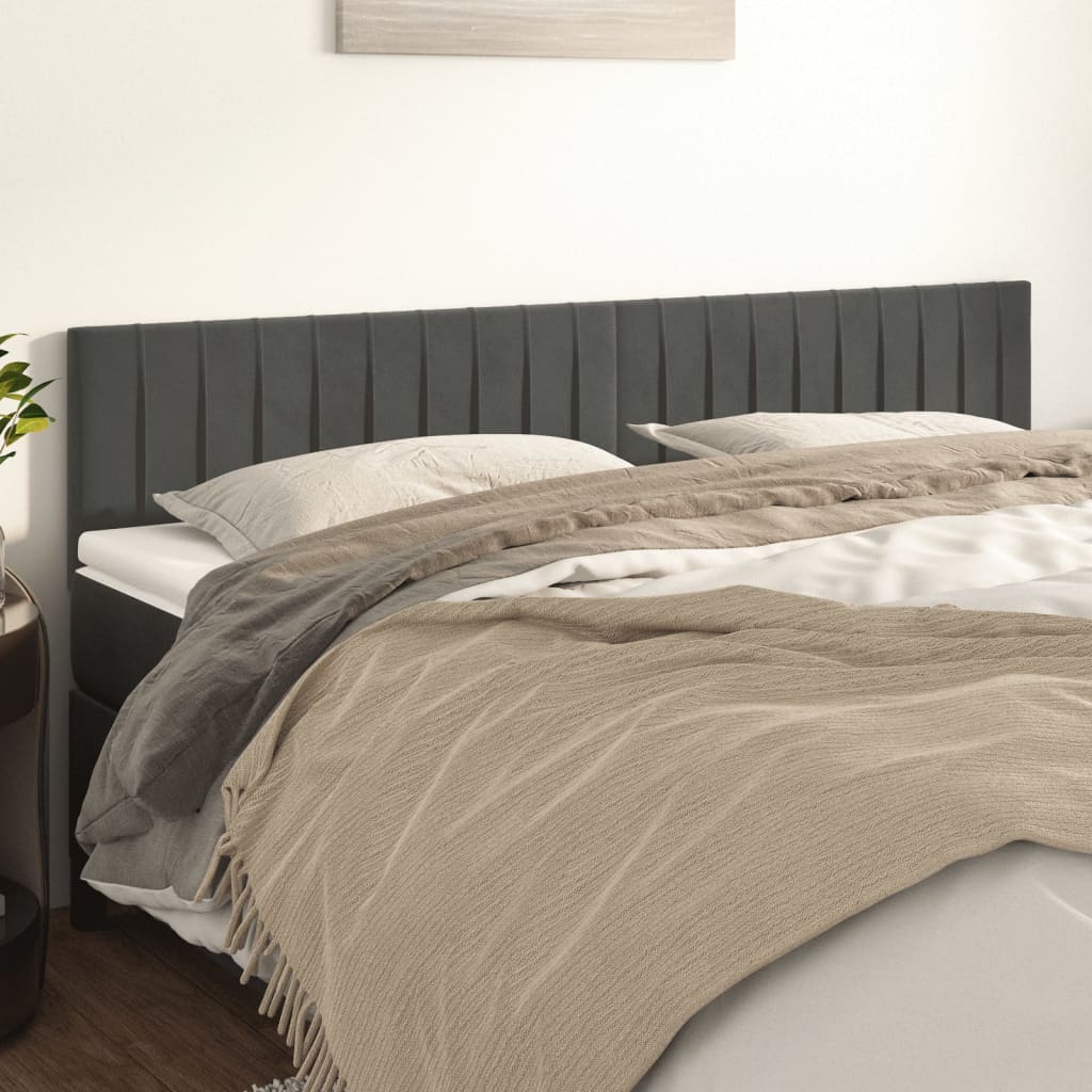 Kopfteile 2 Stk. Dunkelgrau 80x5x78/88 cm Samt Kopfteile 2 Stk. Dunkelgrau 80x5x78/88 cm Samt
