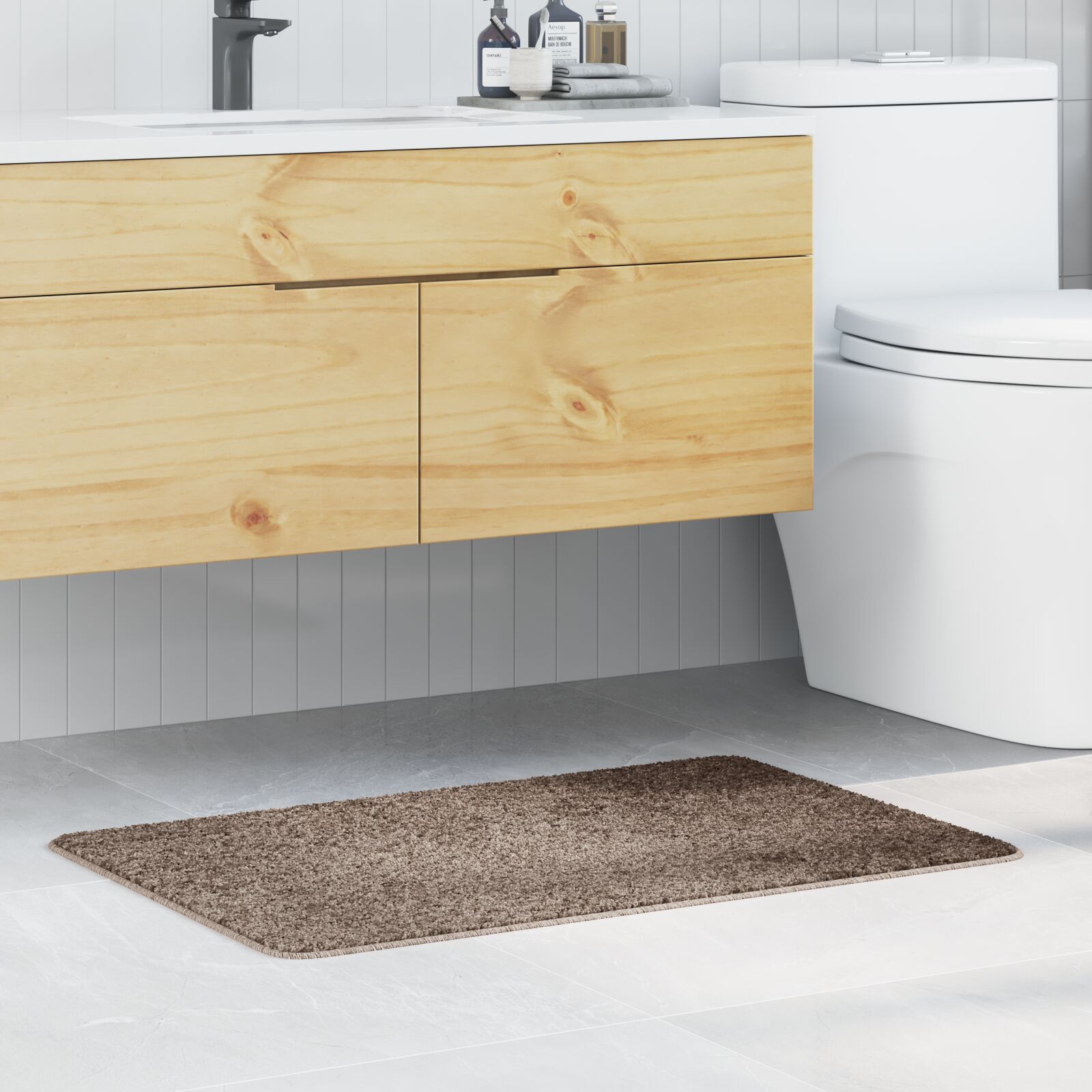 vidaXL Badematte Rechteckig Braun 60x90 cm Polypropylen Rutschfest vidaXL Badematte Rechteckig Braun 60x90 cm Polypropylen Rutschfest