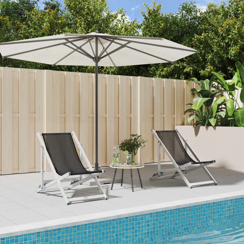 Strandstühle 2 Stk. Klappbar Grau Aluminium und Textilene Strandstühle 2 Stk. Klappbar Grau Aluminium und Textilene