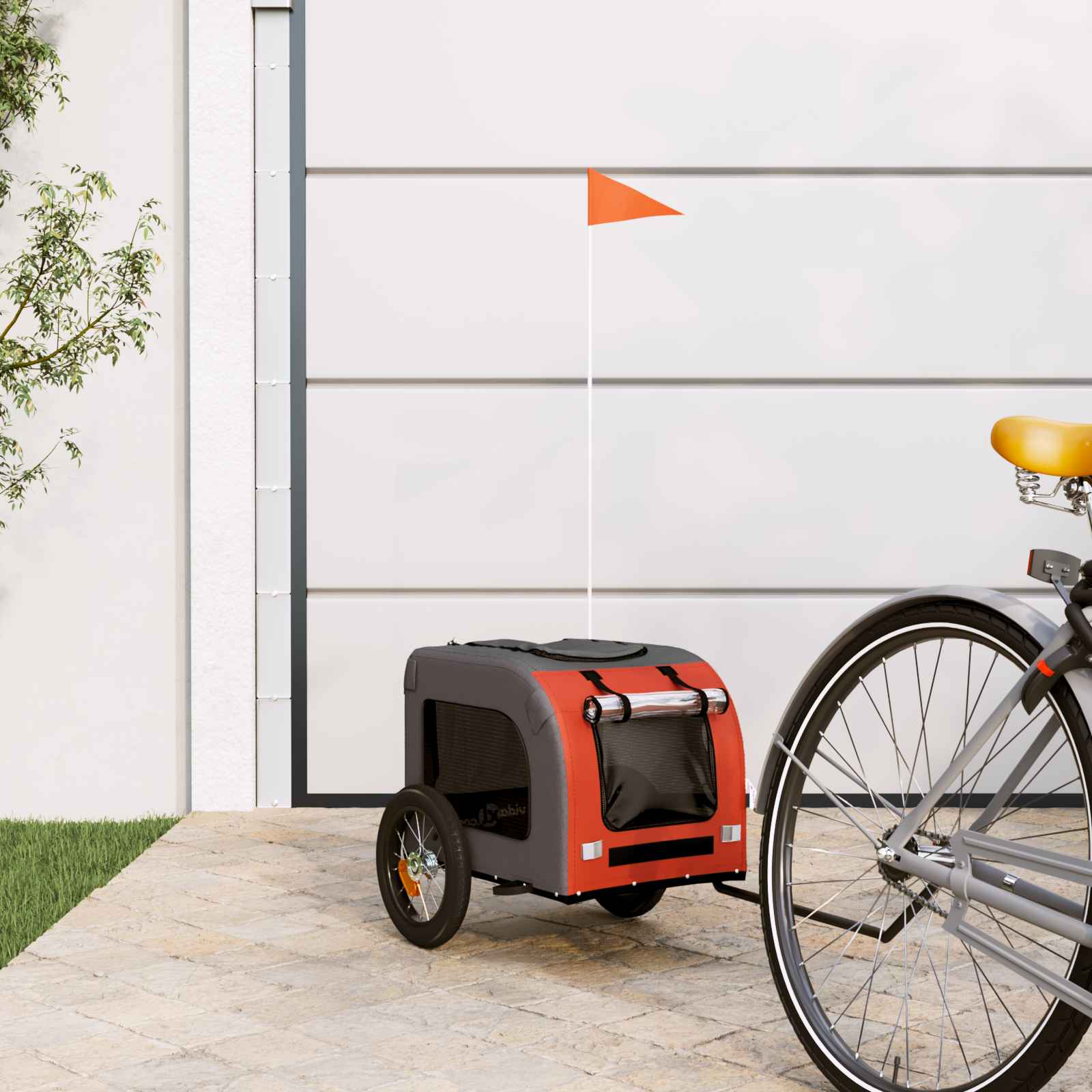 Oranger Hundekinderwagen Orange Polyester und Stahl Oranger Hundekinderwagen Orange Polyester und Stahl