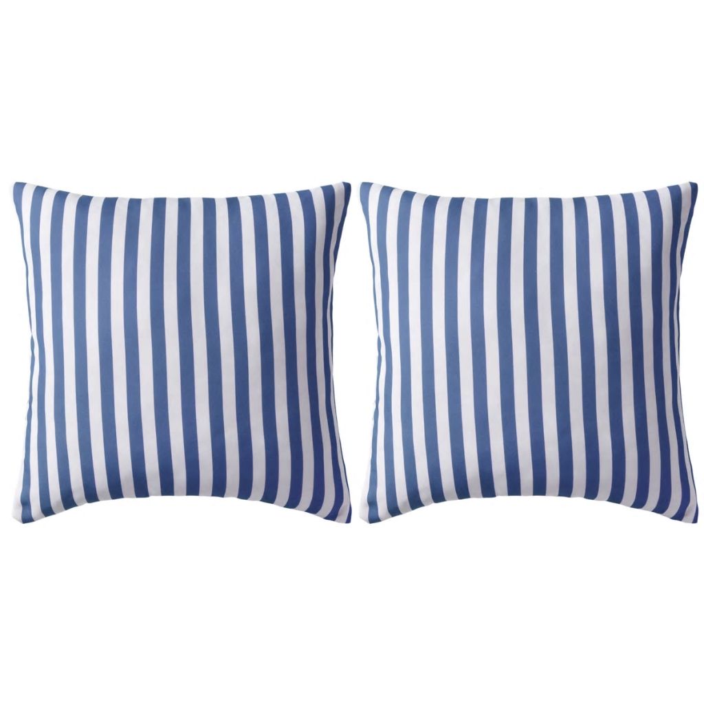 Gartenkissen 2 Stk. Streifenmuster 45 x 45 cm Marineblau Gartenkissen 2 Stk. Streifenmuster 45 x 45 cm Marineblau