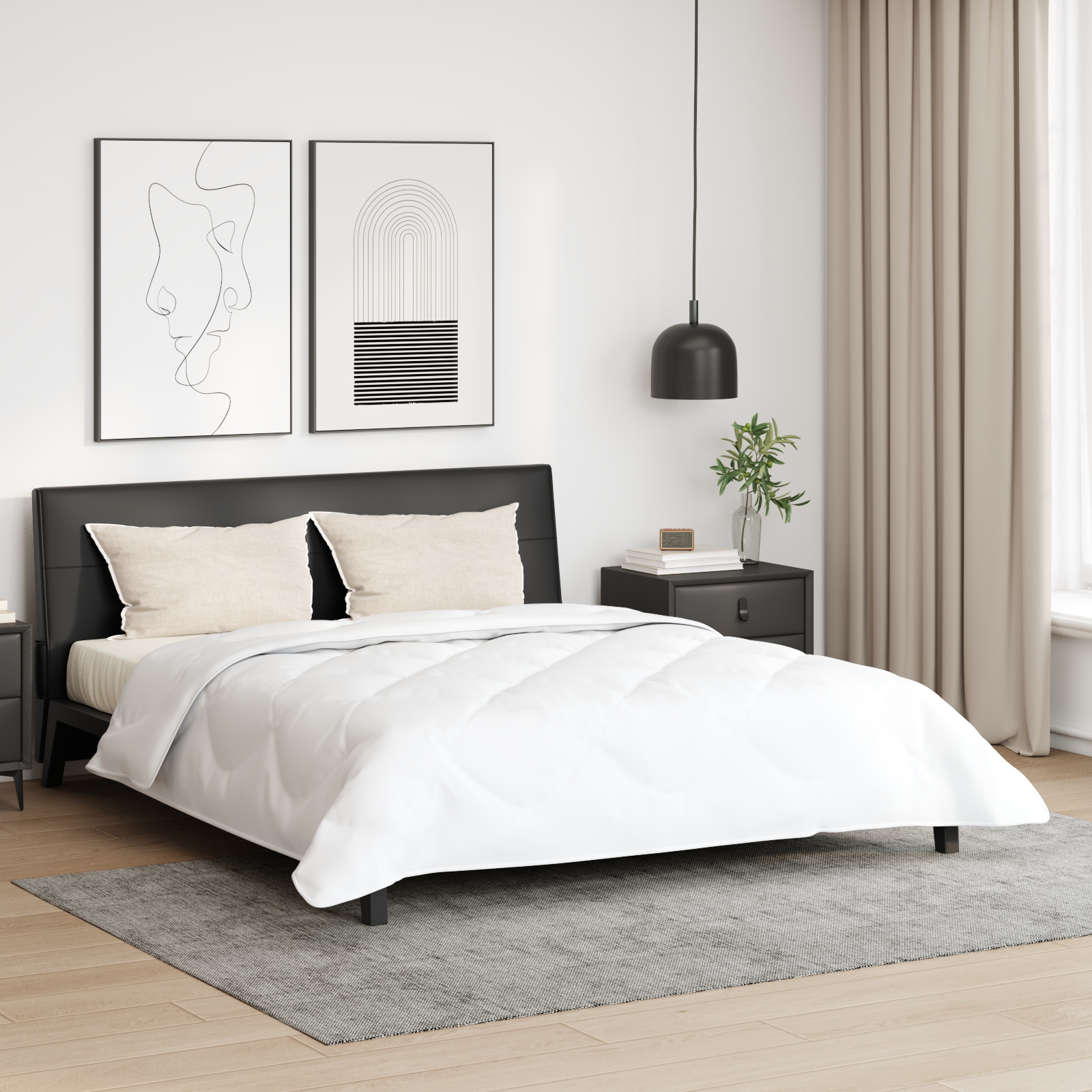 Bettdecke mit Kissen 3 pcs Weiß 200 x 220 cm Mikrofaser