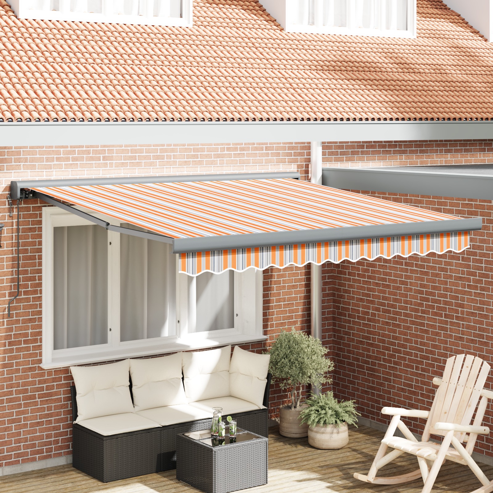 Automatische einziehbare Markise mit bunten Streifen 300x250 cm Automatische einziehbare Markise mit bunten Streifen 300x250 cm