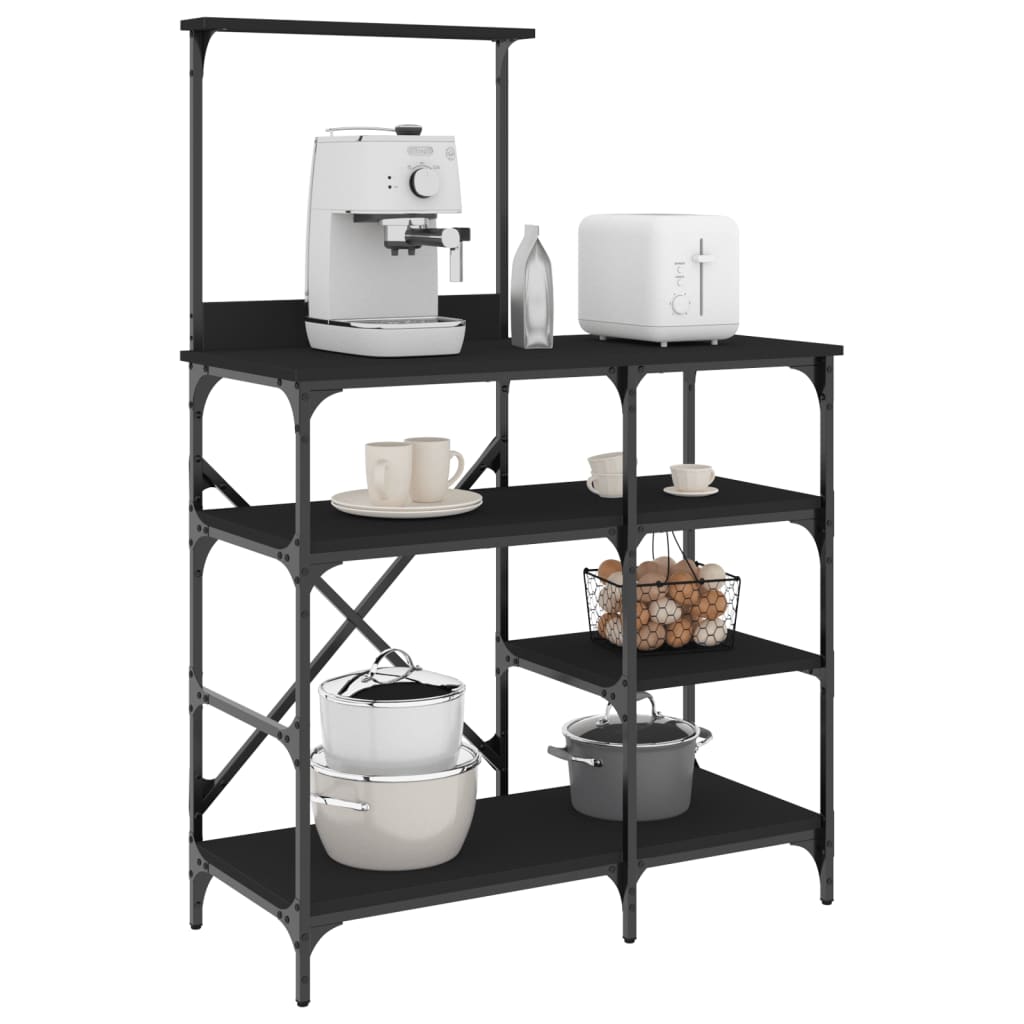 Bäckerregal Schwarz 90x40x132 cm Holzwerkstoff und Metall Bäckerregal Schwarz 90x40x132 cm Holzwerkstoff und Metall
