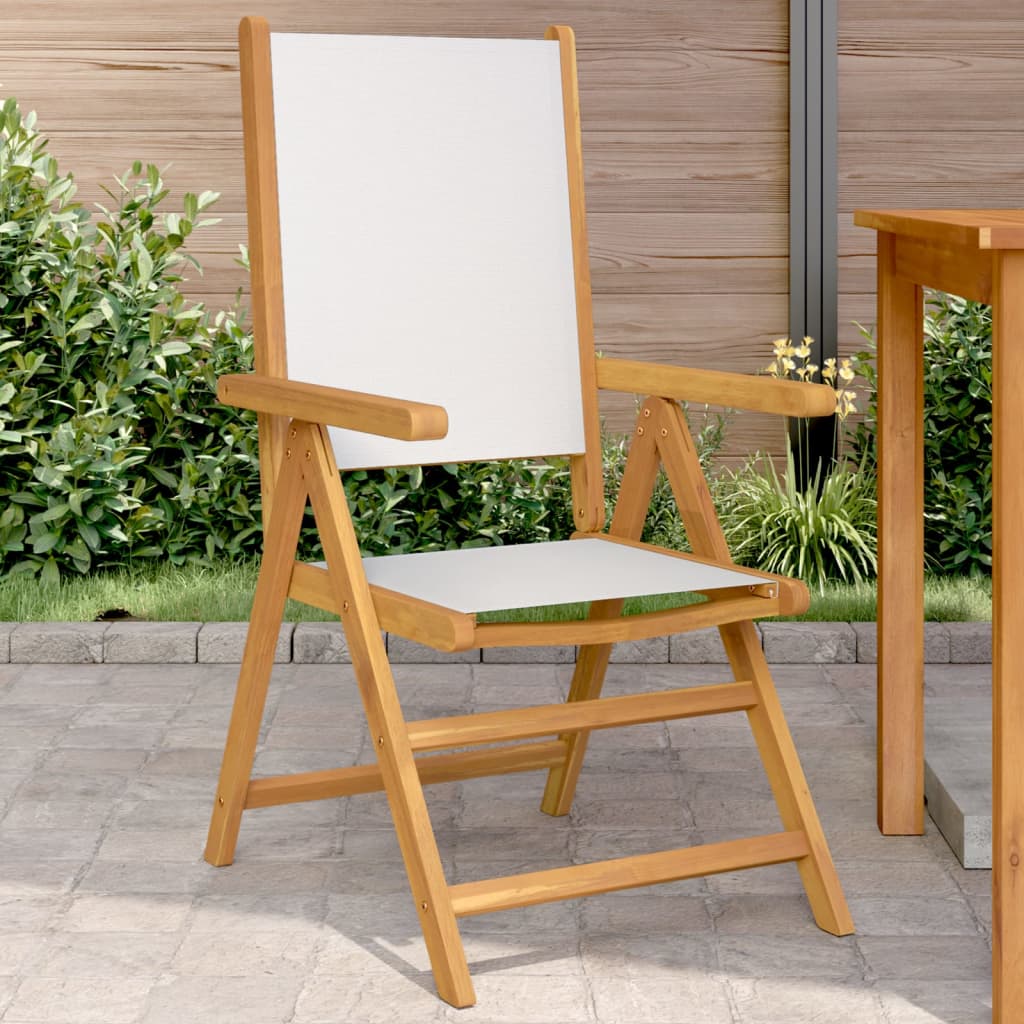 Gartenstühle 2 Stk. Cremeweiß Massivholz Akazie & Stoff Gartenstühle 2 Stk. Cremeweiß Massivholz Akazie & Stoff