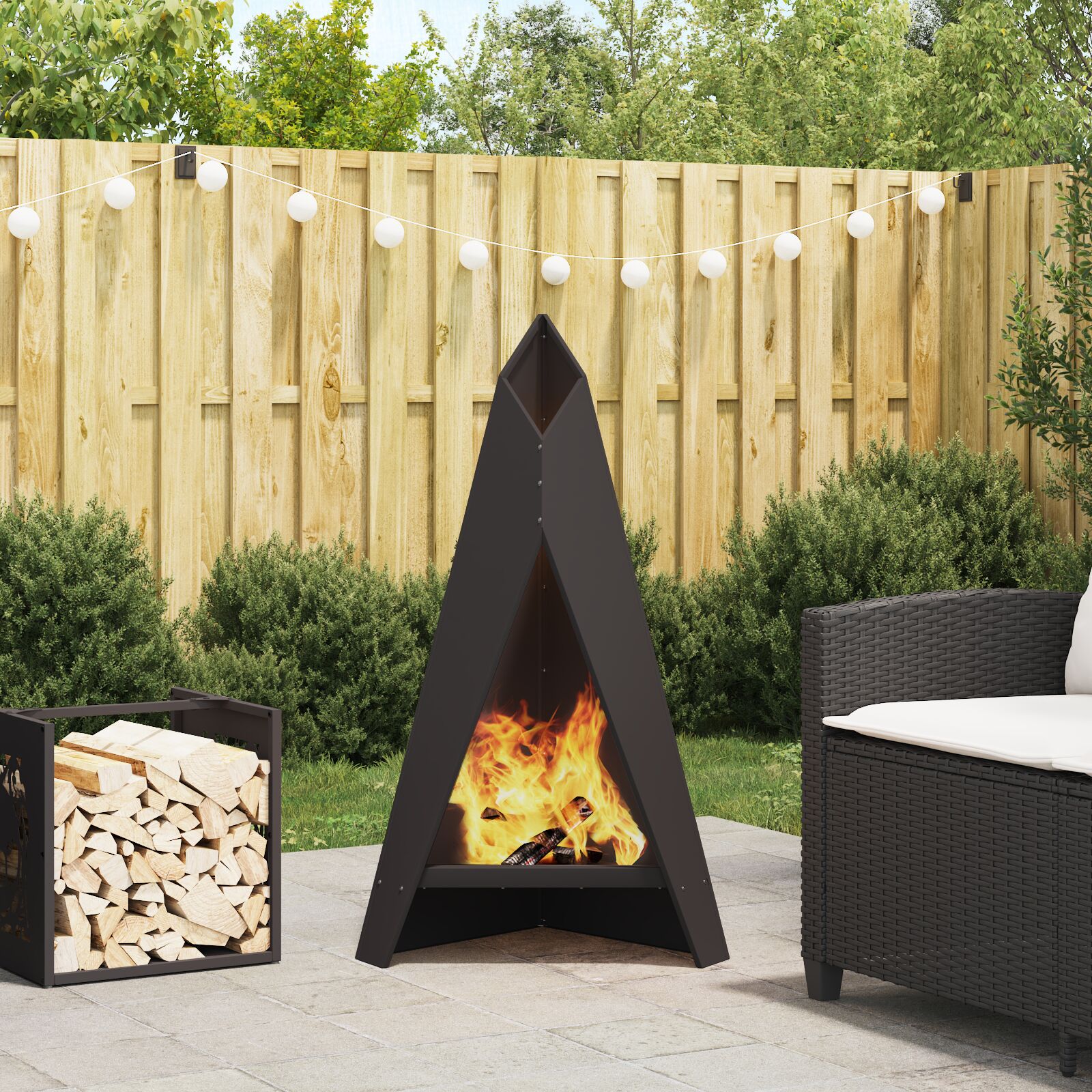 vidaXL Feuerstelle Pyramid 58x36x100 cm Wetterfester Stahl vidaXL Feuerstelle Pyramid 58x36x100 cm Wetterfester Stahl
