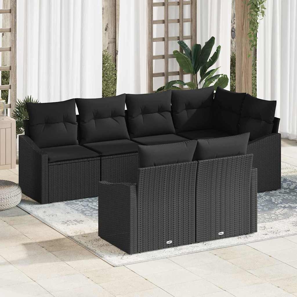 Garten Essgruppe mit Kissen mit Speicher 7 pcs Schwarz Garten Essgruppe mit Kissen mit Speicher 7 pcs Schwarz