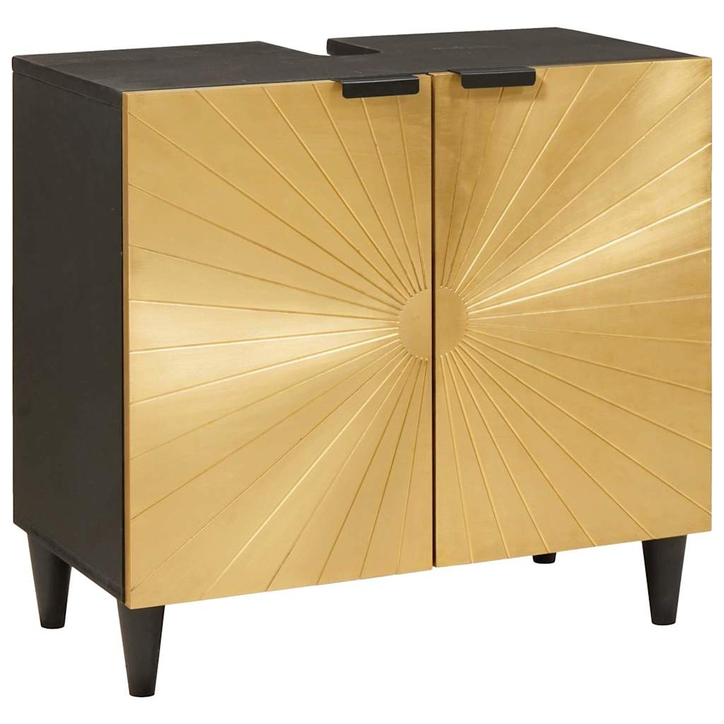 Spülenschrank mit Regal Schwarz und Gold 62 x 33 x 58 cm