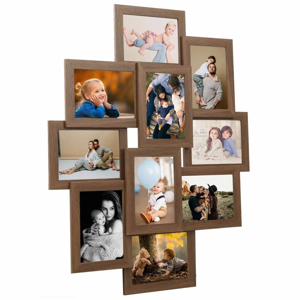 Collage Bilderrahmen für 10x(10x15 cm) Fotos Hellbraun MDF Collage Bilderrahmen für 10x(10x15 cm) Fotos Hellbraun MDF