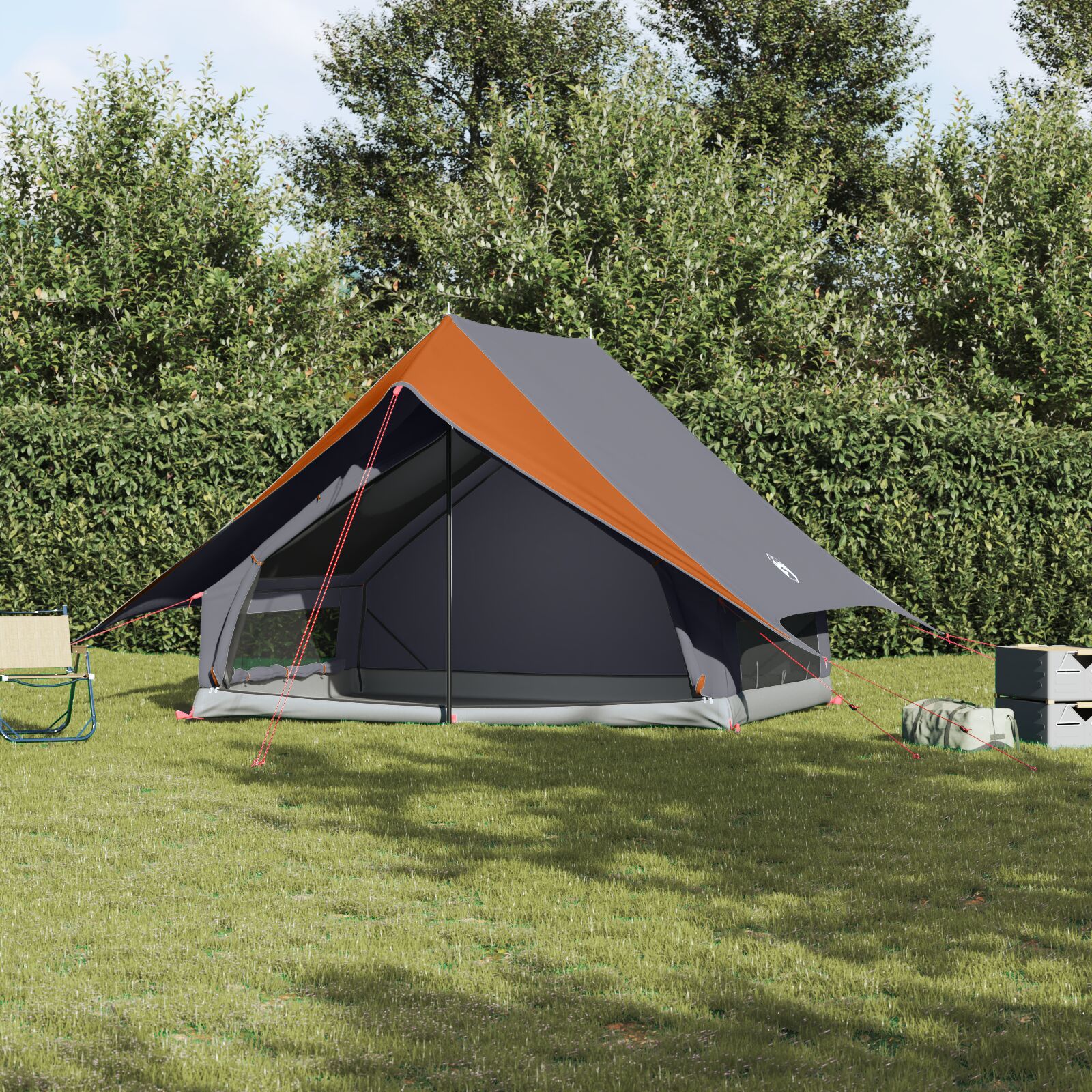 Campingzelt 5-Personen Grau und Orange Polyester, Glasfaser