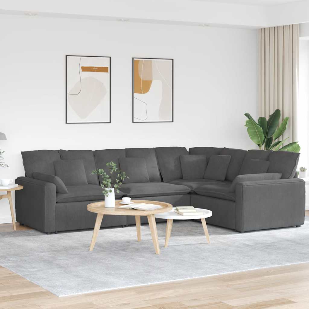 Modulares Sofa mit Kissen Cordstoff Dunkelgrau Modulares Sofa mit Kissen Cordstoff Dunkelgrau