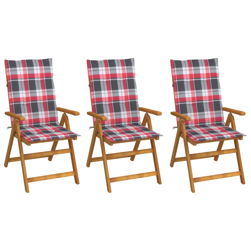 Klappbare Gartenstühle 3 Stk. mit Auflagen Massivholz Akazie Klappbare Gartenstühle 3 Stk. mit Auflagen Massivholz Akazie
