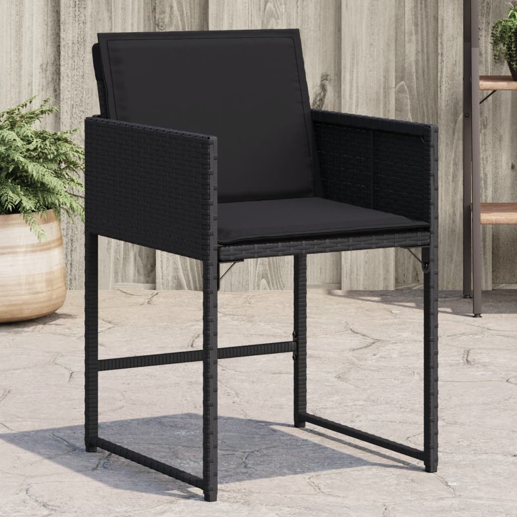 Gartenstühle mit Kissen 4 Stk. Schwarz Poly Rattan Gartenstühle mit Kissen 4 Stk. Schwarz Poly Rattan