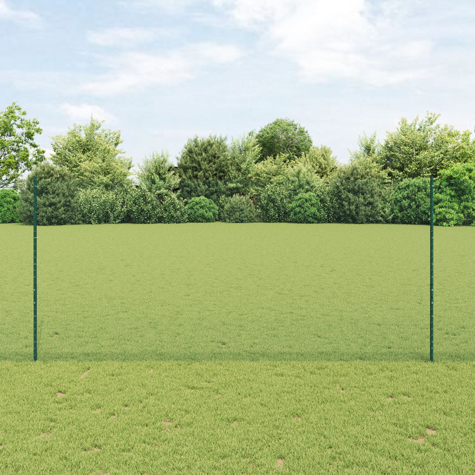 Zaunpfosten 5 Stück U-Kanal Grün 140 cm Stahl, Hexagon-Zaun Grün 1,4x10 m Stahl