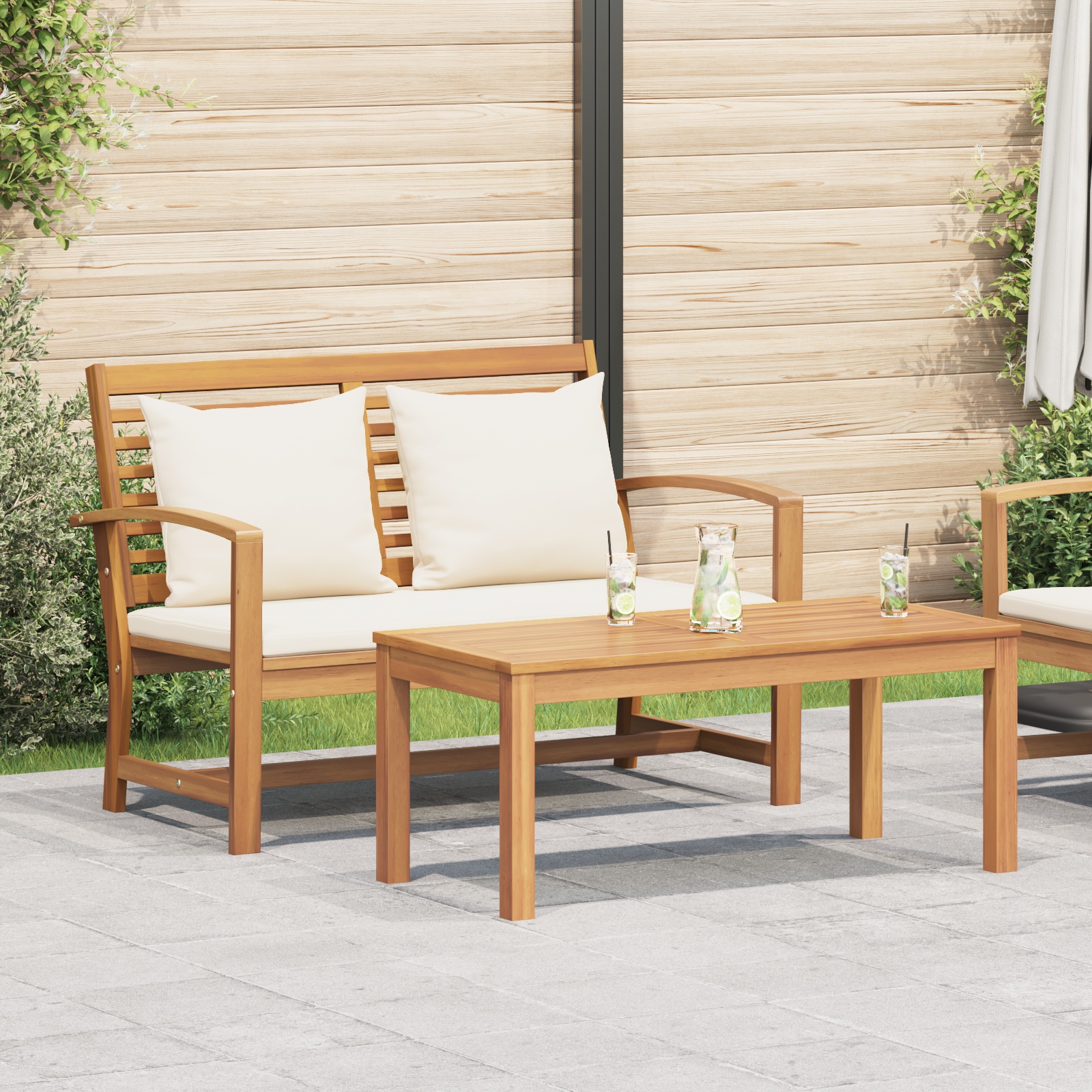 Garten-Sofa-Set 2 pcs Braun Massives Teakholz Garten-Sofa-Set 2 pcs Braun Massives Teakholz