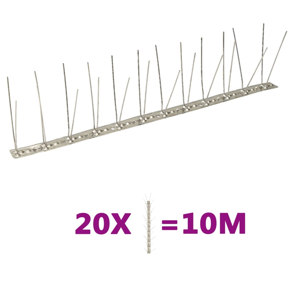 20-tlg. Taubenabwehr Spikes-Set Edelstahl 10 m 4-reihig 20-tlg. Taubenabwehr Spikes-Set Edelstahl 10 m 4-reihig
