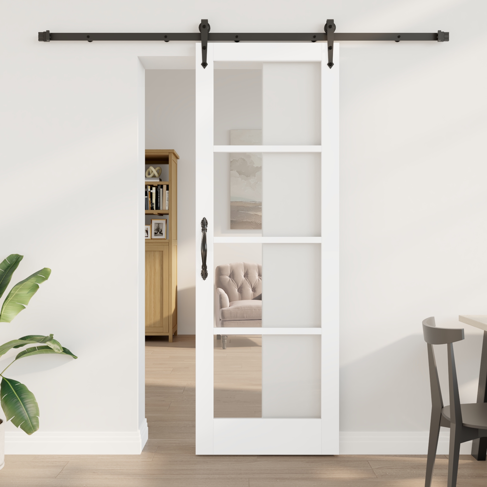 Schiebetür mit Beschlagset 'ORKDAL'Weiß 73,5x211 cm Schiebetür mit Beschlagset 'ORKDAL'Weiß 73,5x211 cm