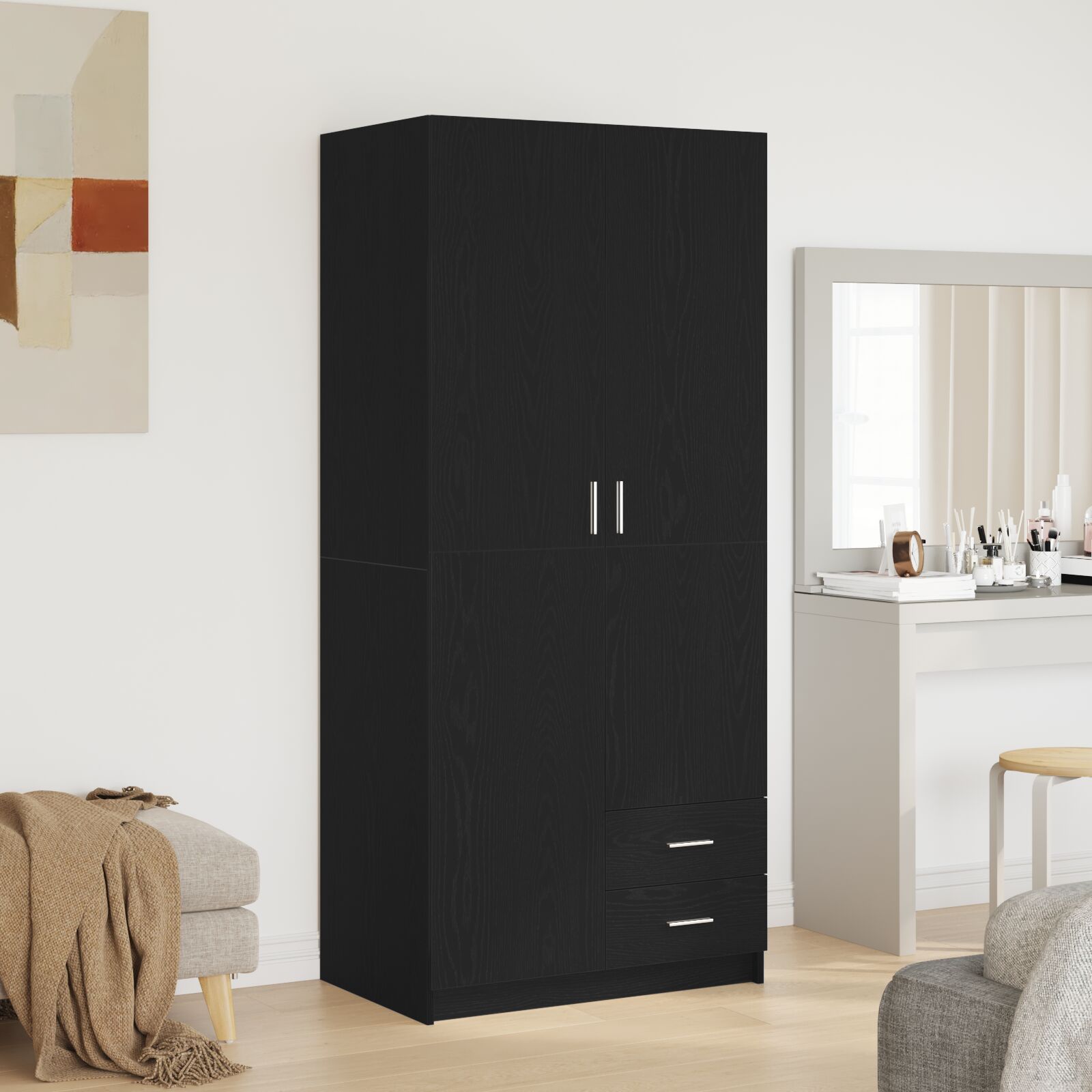 vidaXL Kleiderschrank Schwarz Eiche 80x52x180 cm Ingenieurholz vidaXL Kleiderschrank Schwarz Eiche 80x52x180 cm Ingenieurholz