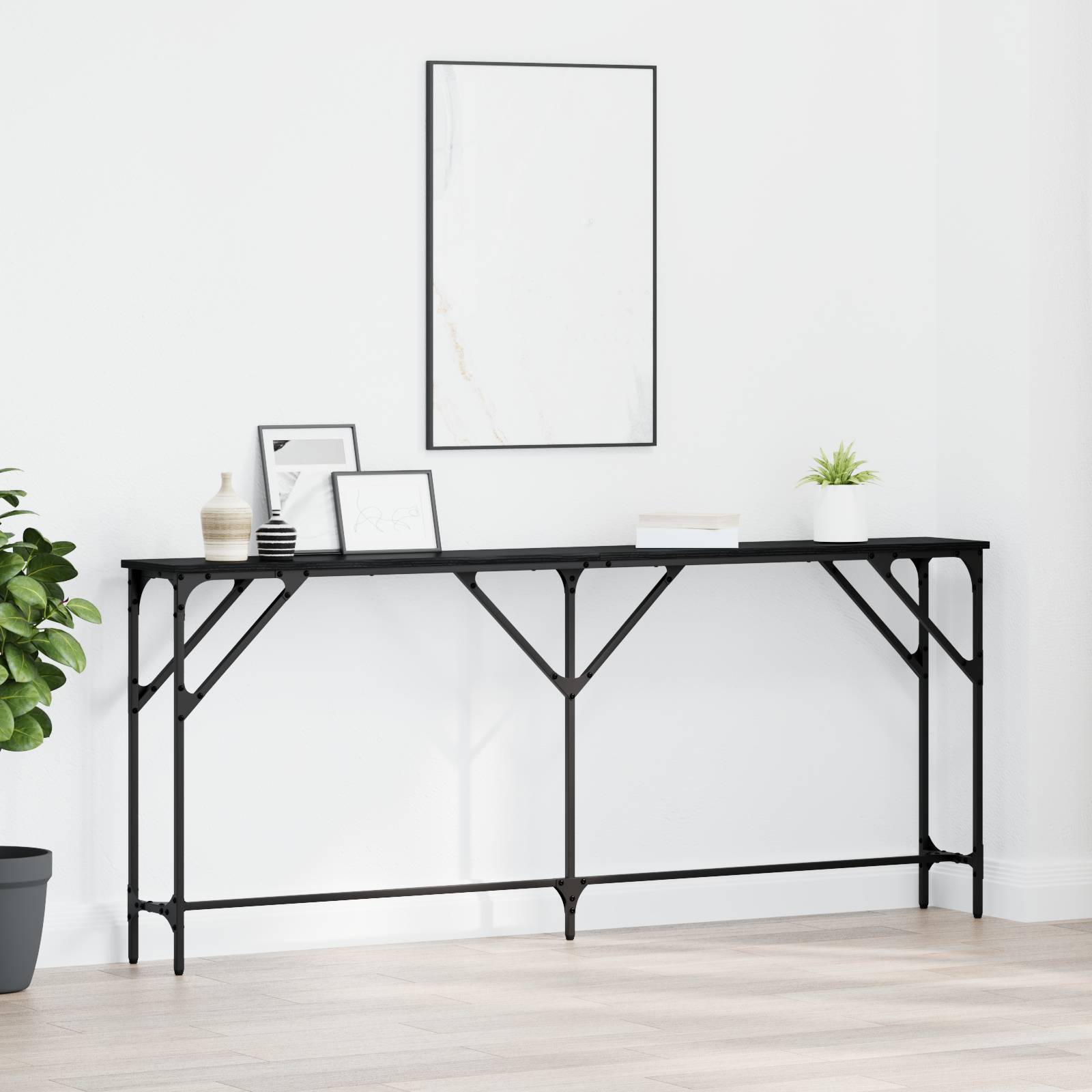 Konsolentisch Schwarz Eiche 180x23x75 cm Engineered Wood Konsolentisch Schwarz Eiche 180x23x75 cm Engineered Wood