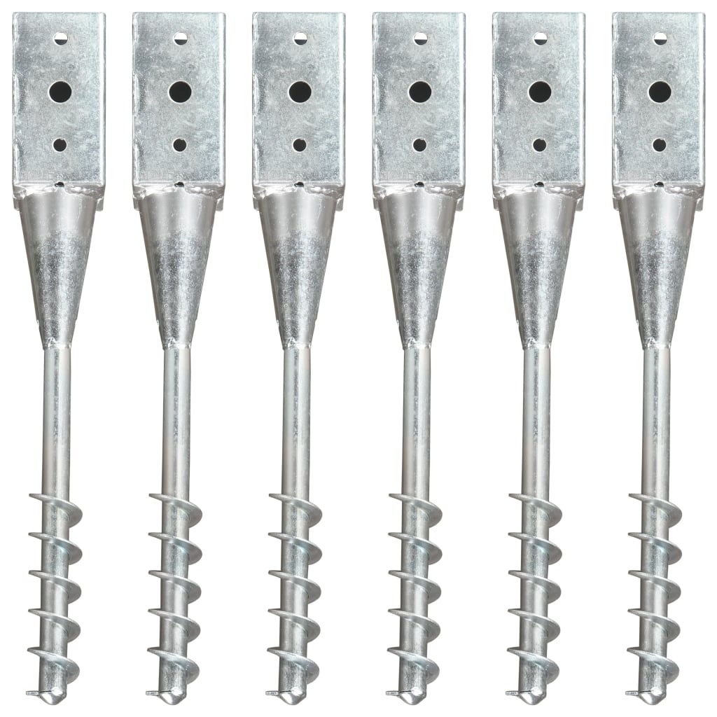 Erdspieße 6 Stk. Silbern 10×10×57 cm Verzinkter Stahl Erdspieße 6 Stk. Silbern 10×10×57 cm Verzinkter Stahl