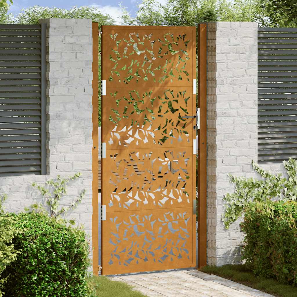 Gartentor 105x205 cm Wetterfester Stahl Blatt-Design Gartentor 105x205 cm Wetterfester Stahl Blatt-Design