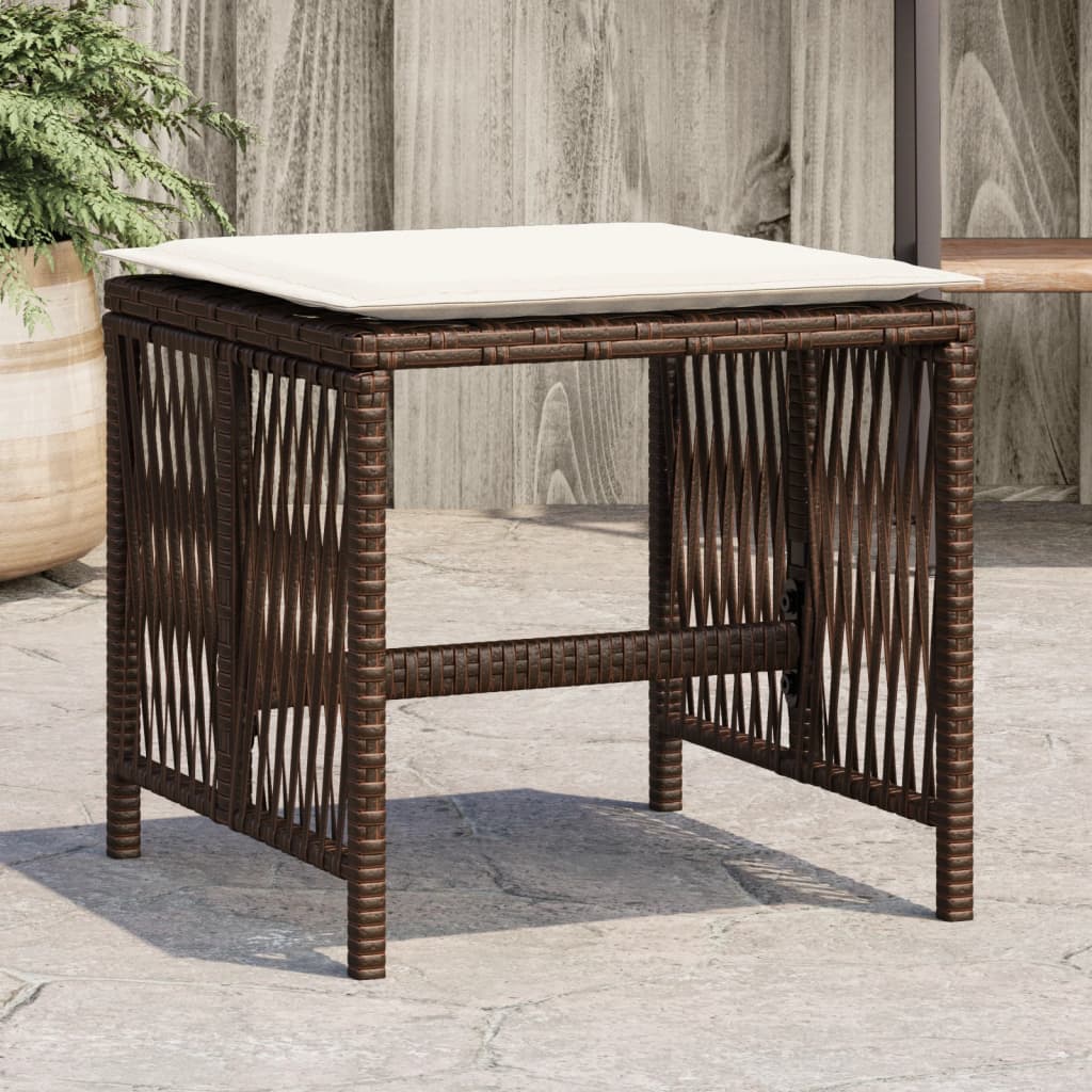 Gartenhocker mit Kissen 4 Stk. Braun 41x41x36 cm Poly Rattan Gartenhocker mit Kissen 4 Stk. Braun 41x41x36 cm Poly Rattan