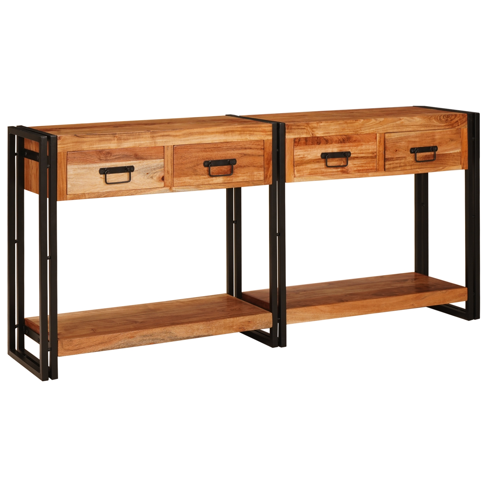 Konsole Tisch 2 2 pcs Braun 160 x 33 x 75 cm Massivholz Akazie Konsole Tisch 2 2 pcs Braun 160 x 33 x 75 cm Massivholz Akazie