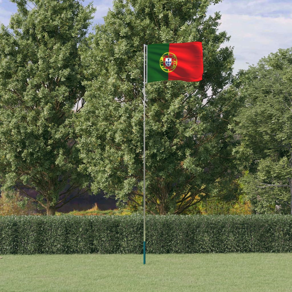 Flagge Portugals mit Mast 5,55 m Aluminium Flagge Portugals mit Mast 5,55 m Aluminium