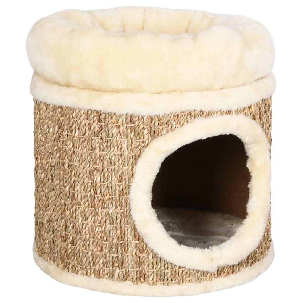 Katzenhaus mit Luxuriösem Katzenbett 33 cm Seegras Katzenhaus mit Luxuriösem Katzenbett 33 cm Seegras