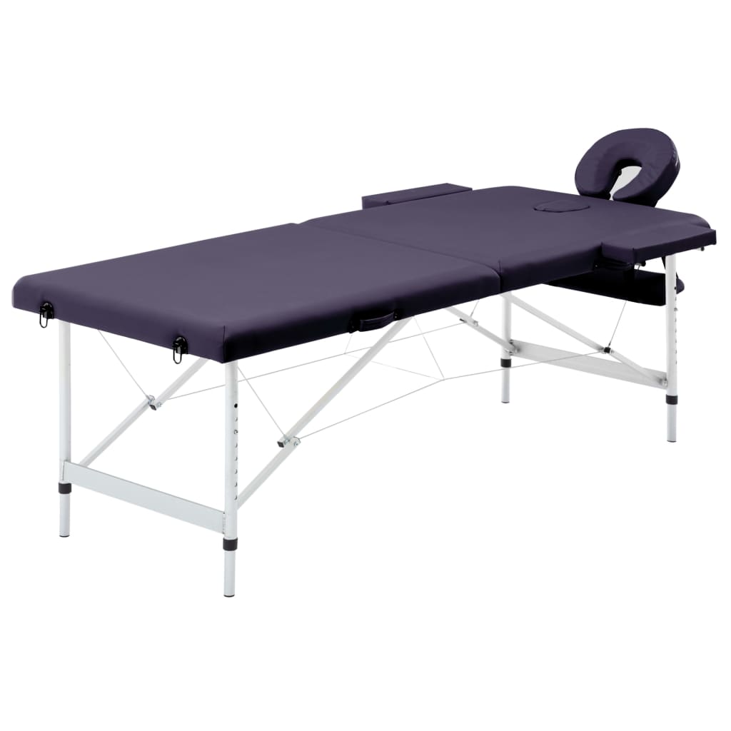 Massageliege Klappbar 2-Zonen mit Aluminiumgestell Lila Massageliege Klappbar 2-Zonen mit Aluminiumgestell Lila
