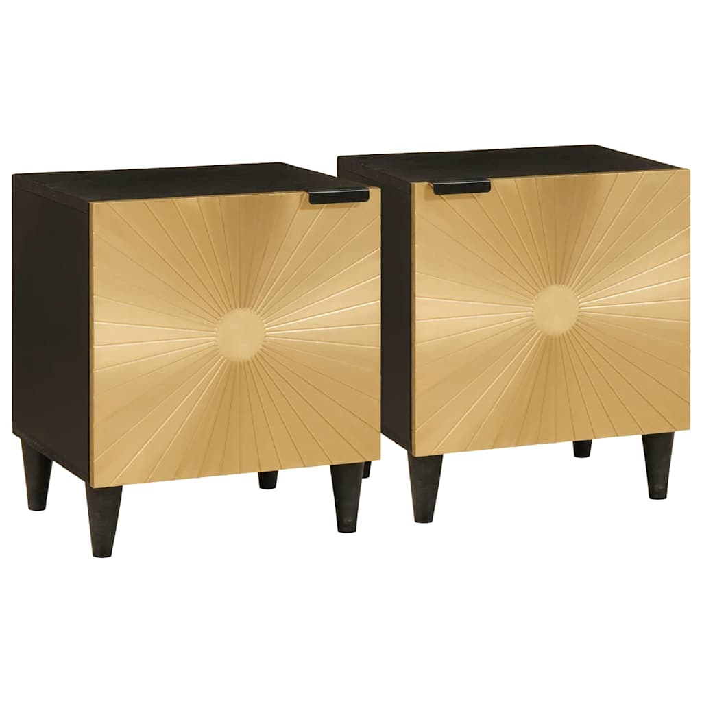 Nachttisch 2 pcs Schwarz und Gold 40 x 33.5 x 46 cm