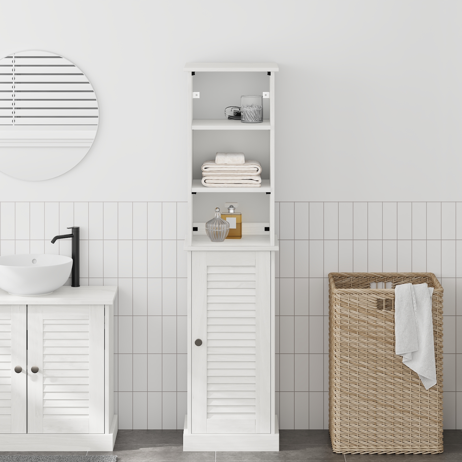 Badezimmermöbel Set 2 pcs Braun und Weiß 37 x 34 x 150 cm