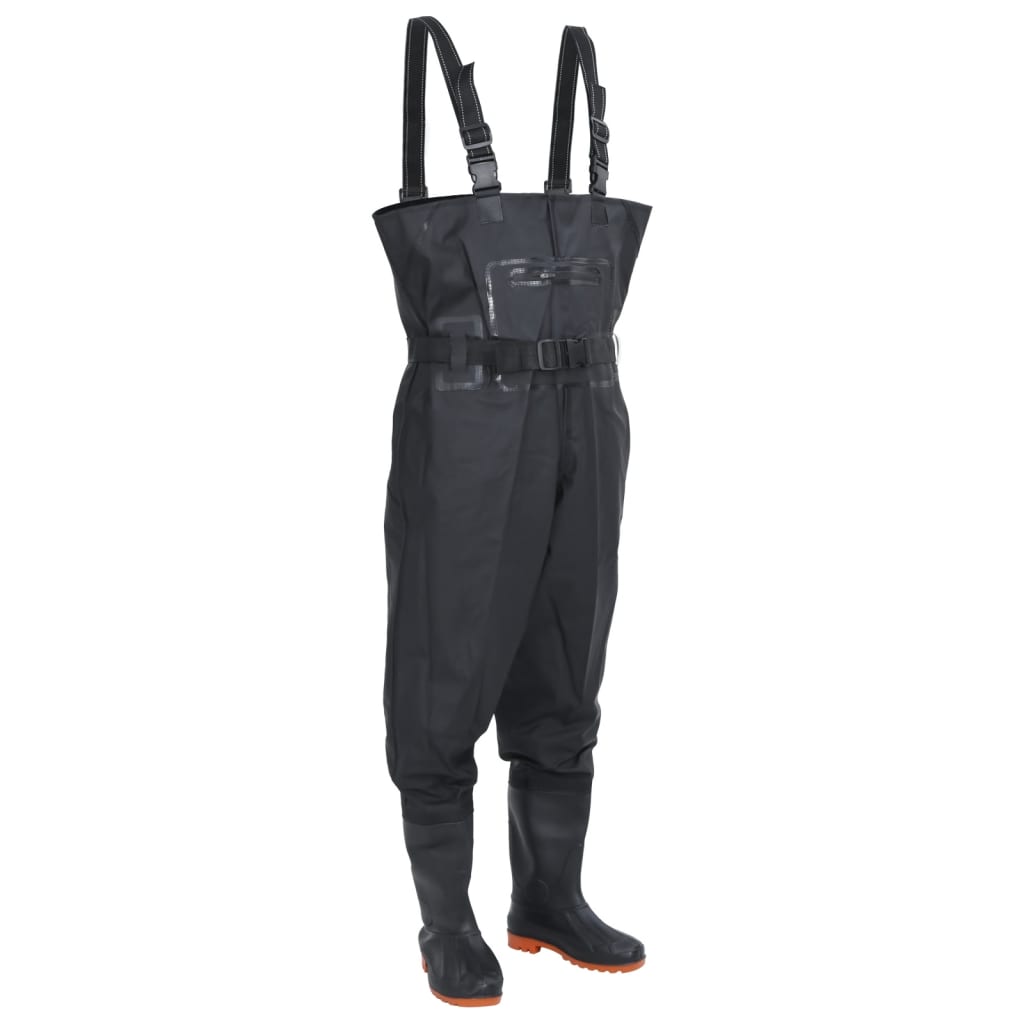 Wathose mit Stiefeln und Gürtel Schwarz Größe 39 Wathose mit Stiefeln und Gürtel Schwarz Größe 39