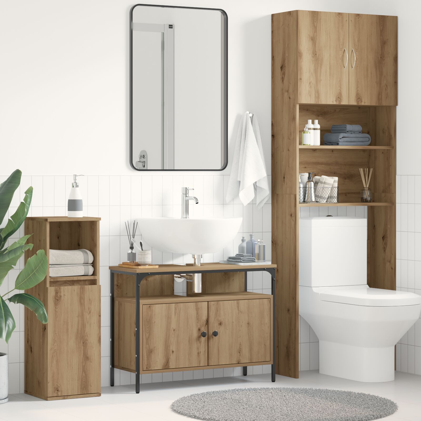 Waschbeckenunterschrank Artisan Eiche 80x30x60 cm Holzwerkstoff Waschbeckenunterschrank Artisan Eiche 80x30x60 cm Holzwerkstoff