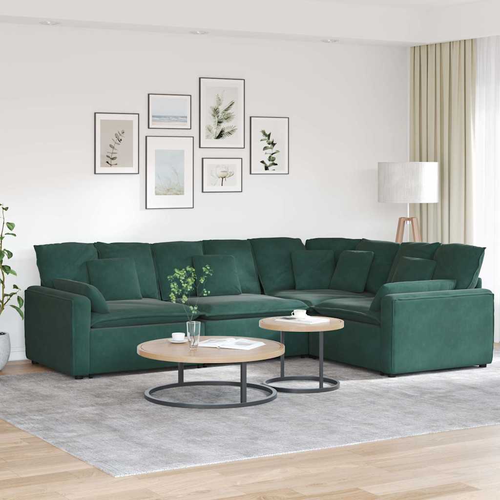 Modulares Sofa mit Kissen Samt Dunkelgrün Modulares Sofa mit Kissen Samt Dunkelgrün